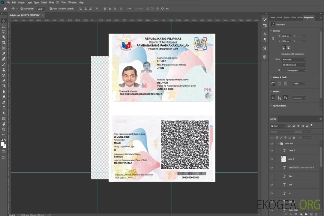 Carte d'identité Philippines version 2 template Carte d'identité Philippines version 2 template